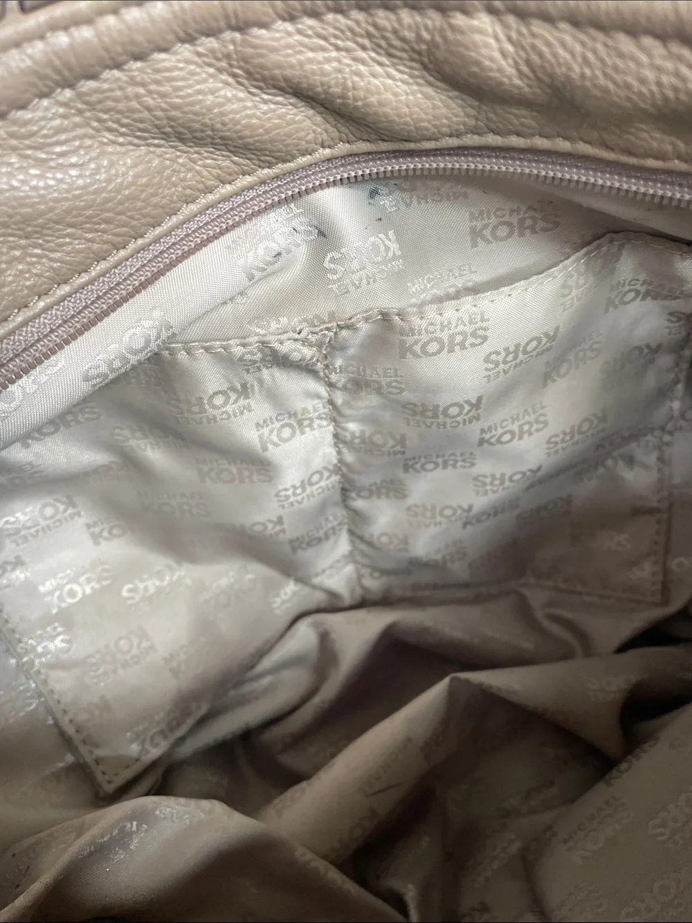 Michael Kors Beige Leather Hobo with Braided Strap & Tassel Charm